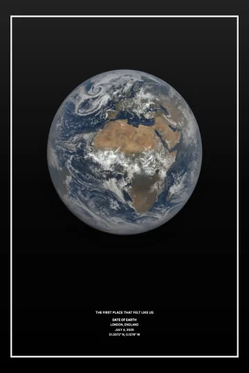Black Date of Earth poster for London, England